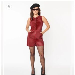 Black and Red Buffalo Check Romper from Unique Vintage NWT